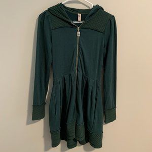 Pink Lotus Green Sweatshirt Zip Up with Skirt